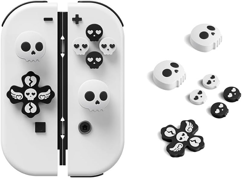 Jemdo Halloween Cross D-Pad Button Caps Set Joystick Cover,Cool Switch Thumb Grip Caps Compatible with Nintendo Switch/OLED/Lite,Soft Silicone ABXY Key Buttons Joystick Cap Covers Accessories - Image 1